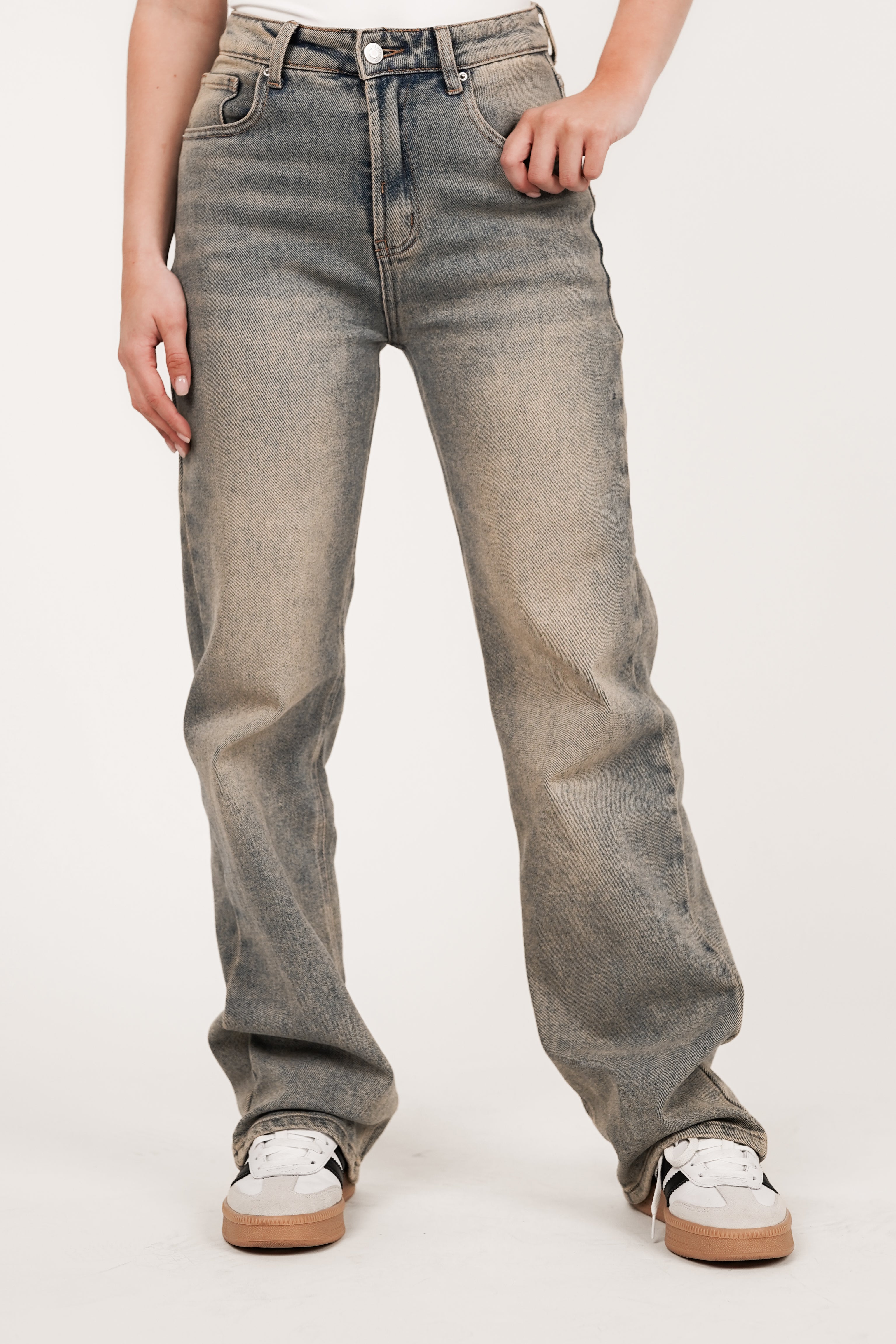 Straight leg jeans acid wash licht blauw Britt - Main Image