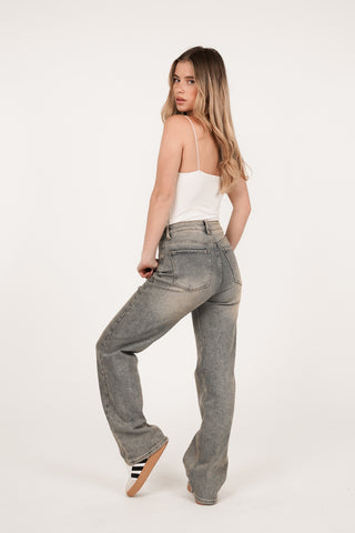 Straight leg jeans acid wash licht blauw - Britt