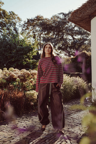 Gestreepte long sleeve rood/bruin - Coco