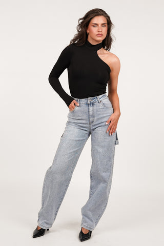 Balloon fit jeans strass licht blauw - Cilou