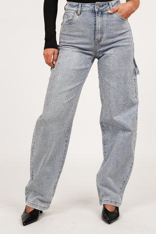 Balloon fit jeans strass licht blauw - Cilou