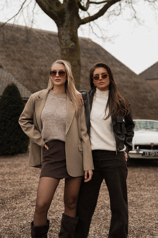 Bikerjacket leatherlook choco bruin - Bobby