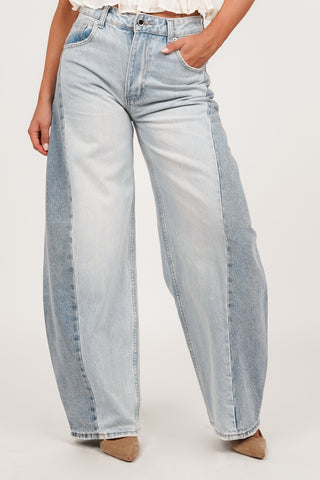 Barrel jeans double denim licht blauw - Jolie