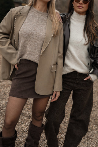 Oversized blazer met studs groen - Ceylin