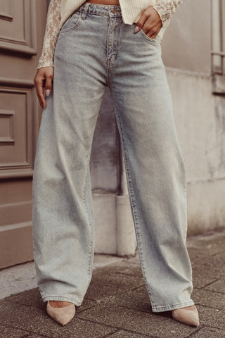 Balloon fit jeans acid wash licht blauw - Brooklyn