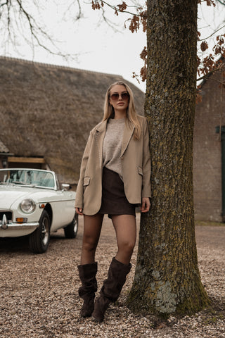 Panty 40 denier geruit bruin - Nela