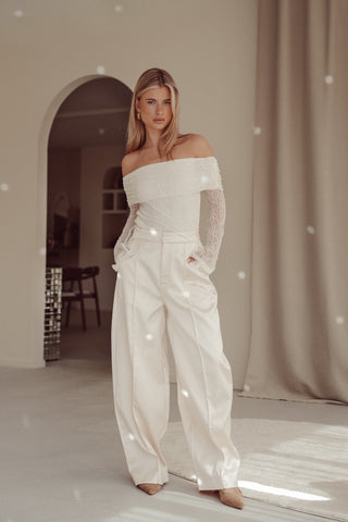 Kanten top off shoulder creme - Nanny