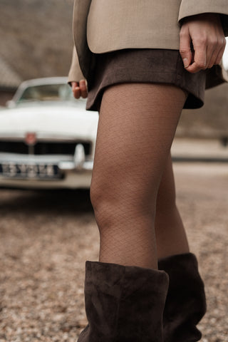 Panty 40 denier geruit bruin - Nela