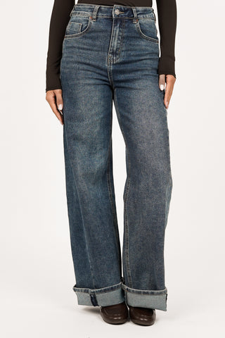 Wide leg jeans high waist blauw - Claire