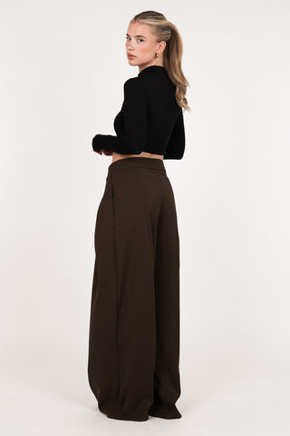 Wijde pantalon fold over bruin - Jessy