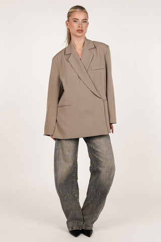 Oversized blazer asymmetrisch taupe  - Clara