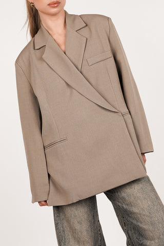Oversized blazer asymmetrisch taupe  - Clara
