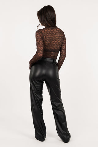 Leather straight leg broek zwart - Juul