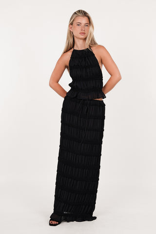 Maxi rok met plisse zwart - Camille