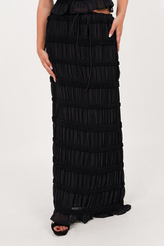 Maxi rok met plisse zwart - Camille