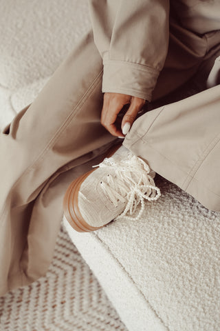 Platform sneakers met kant beige - Jacy