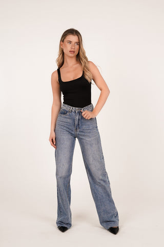 Mouwloze bodysuit seamless zwart -  Leila