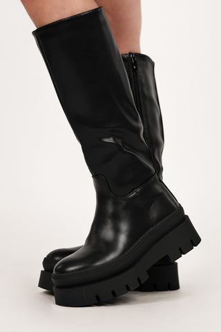 Hoge laarzen met platform zool zwart - Bente