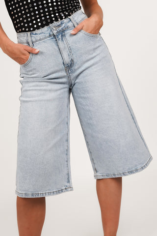 Denim jort lang licht blauw - Vieve