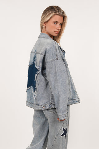 Denim jacket met ster blauw - Avelina