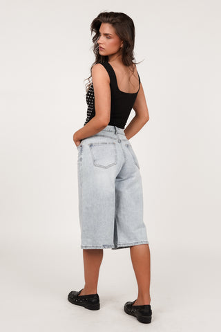 Denim jort lang licht blauw - Vieve