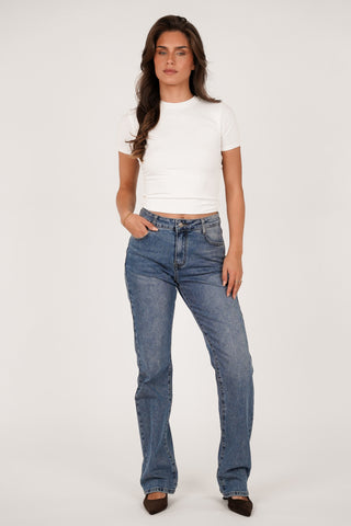 Tall straight leg jeans blauw - Biba