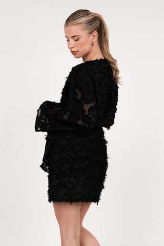 Overslag jurk met jacquard zwart - Lion