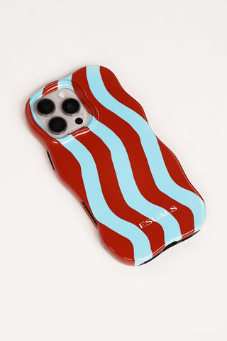 Telefoonhoesje iphone gestreept rood/blauw - Lesley