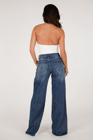 Tall Wide Leg Jeans Acid Wash Blau - Macy