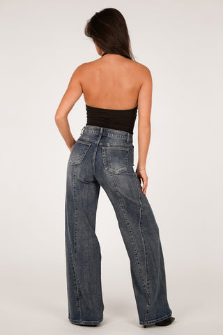 High waist jeans met detail blauw - Cody
