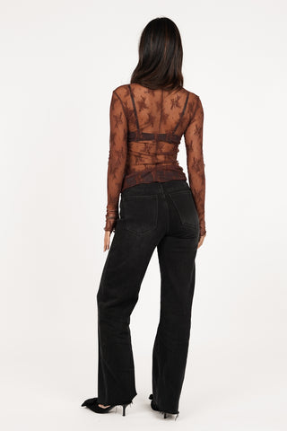 High waisted straight leg jeans zwart - Didi