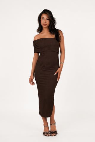 One shoulder jurk omslag bruin - Sterre