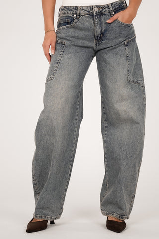 Barrel jeans met zakken blauw - Xenna