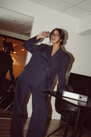 Pantalon tall met krijtstreep donker blauw - Livera