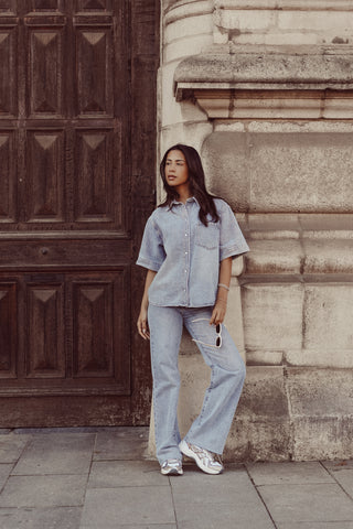 Denim blouse oversized licht blauw - Sereen