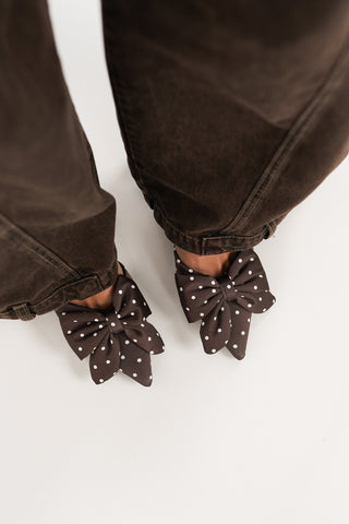 Slingback pumps met strik bruin stippen - Berbel