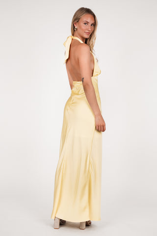 Zomer jurk maxi met halter geel - Carmen
