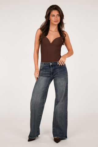 Straight leg jeans mid waist blauw - Logan