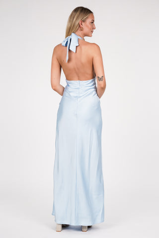 Zomer jurk maxi met halter licht blauw - Carmen