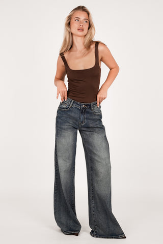 Tall wide leg jeans acid wash blauw - Macy