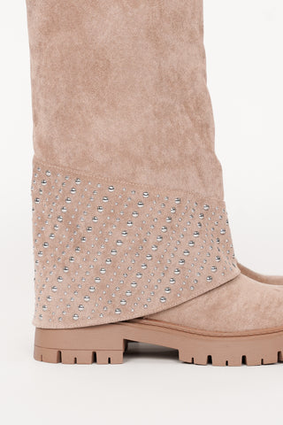 Laarzen suedelook met studs beige - Quinty