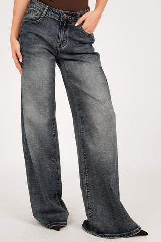 Tall wide leg jeans acid wash blauw - Macy