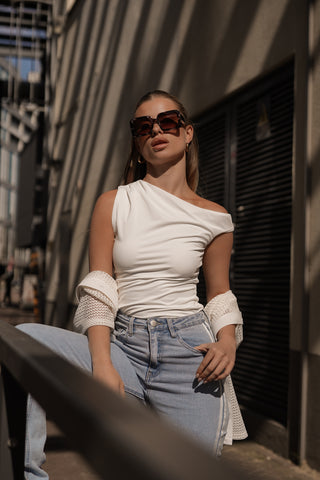 One shoulder top stretch wit - Lana