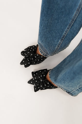 Slingback pumps met strik zwart stippen - Berbel