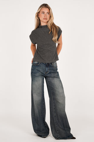 Zachte top knitted grijs - Eline