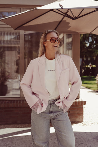 Oversized blazer met kant roze - Aileen