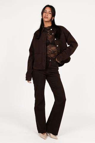 Denim blouse oversized bruin - Novi