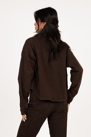 Denim blouse oversized bruin - Novi