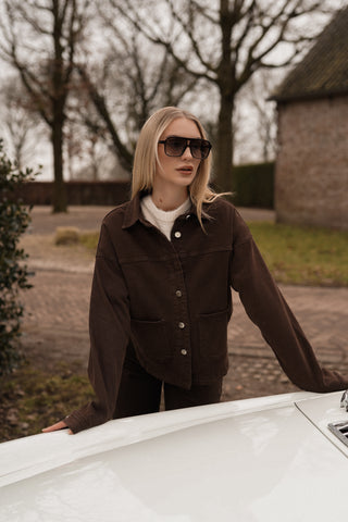 Denim blouse oversized bruin - Novi