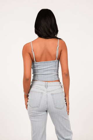 Denim korset top met strikjes blauw - Floor